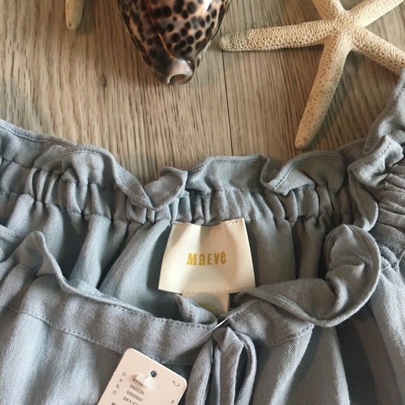 Mauve Anthropologie Bell-sleeved Linen Top - Picture 3 of 4